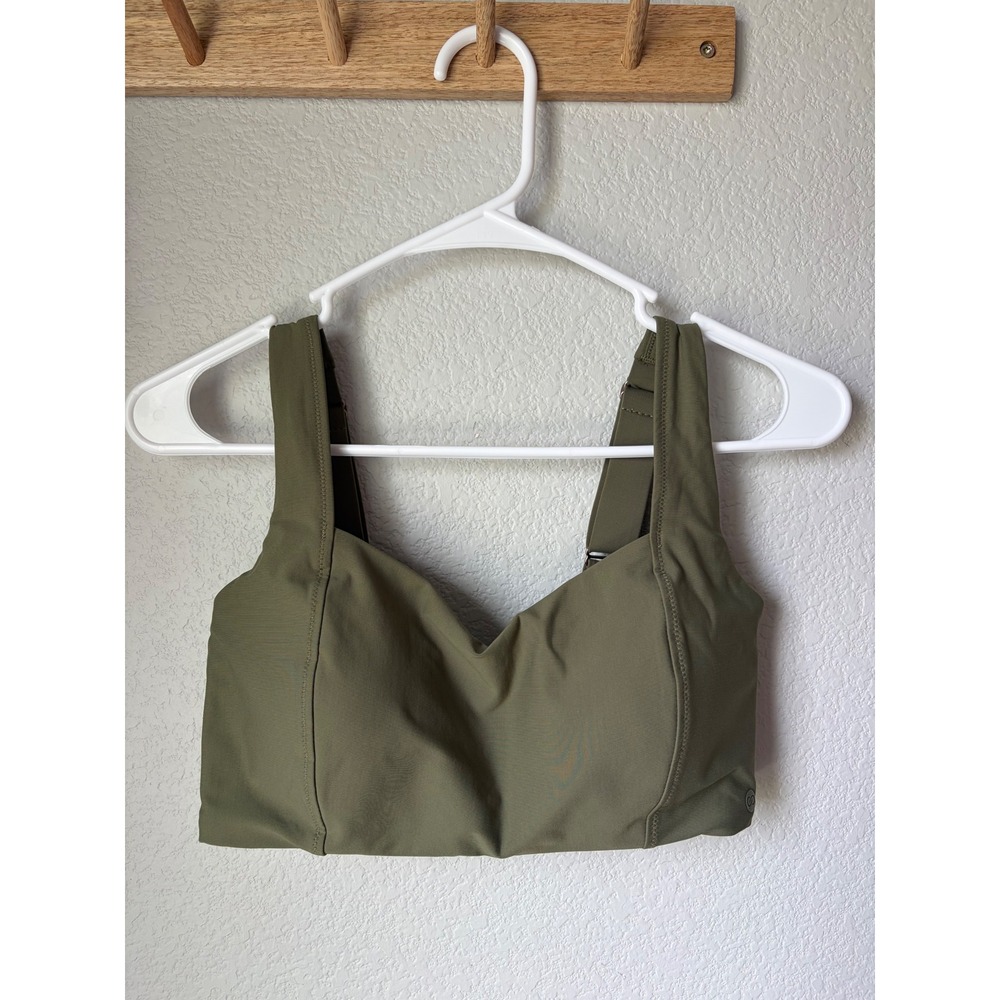 CALIA Power Sculpt Swim Bikini Top Dark Olive Green Underwire